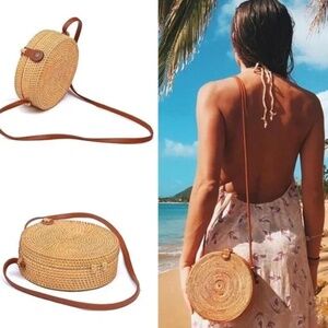 Small Round Handwoven Rattan Bag